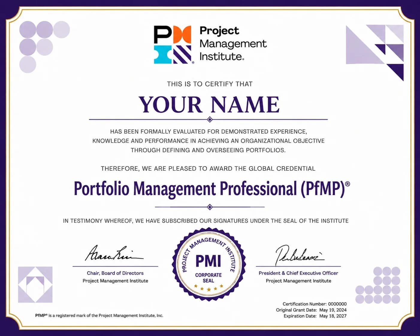 Course completion certificate preview