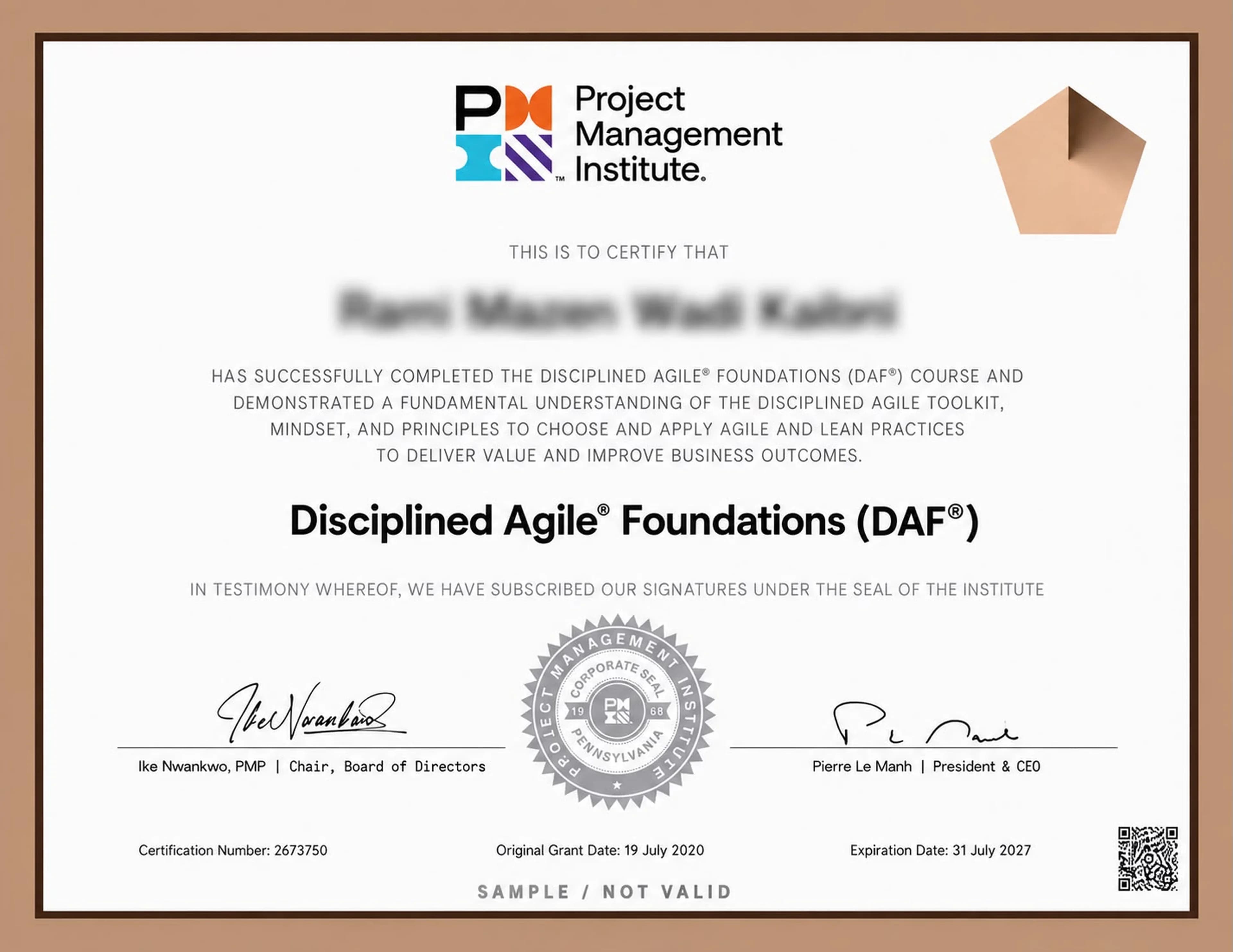 Disciplined Agile® Foundations certificate preview